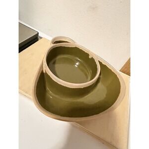 Ltd Commodities Stoneware Bowl Soup & Cracker Chip & Dip Drip Glazed Olive Green